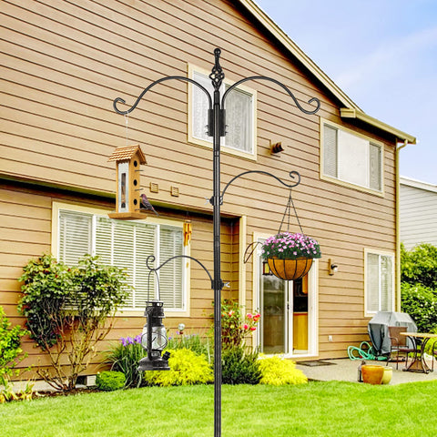 Highpro bird feeder pole adjustable hooks along the pole for versatility