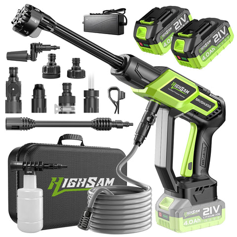 highsam cordless pressure washer front-view unit highlights compact portability for cars