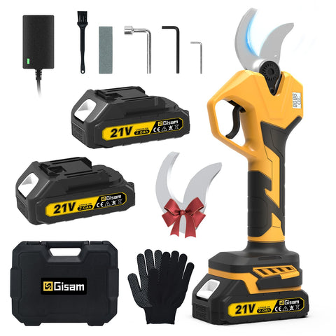 Highsam electric pruning shears with 60mm opening for efficient branch trimming in gardens.