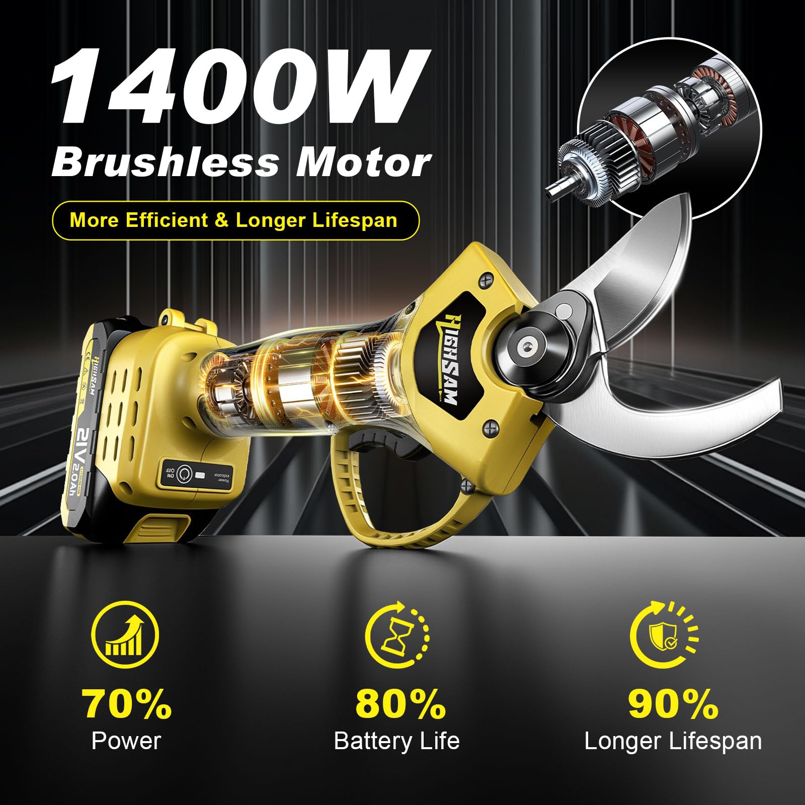 Durable industrial alloy pole resists bending during heavy pruning sessions.