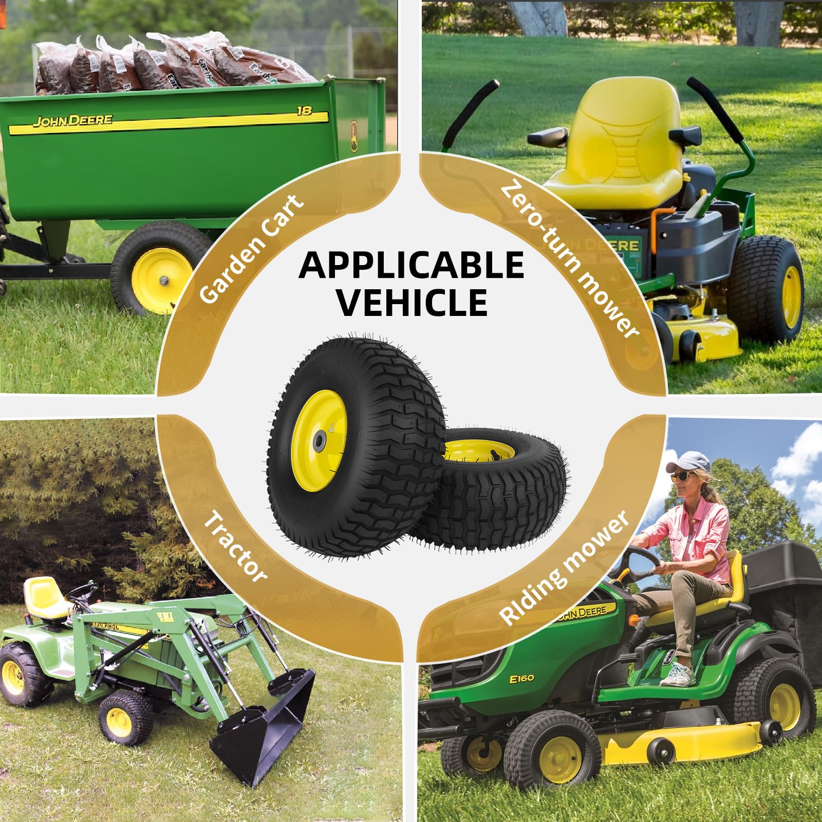 Hightall compatibility with John Deere, Husqvarna and Craftsman front wheels.