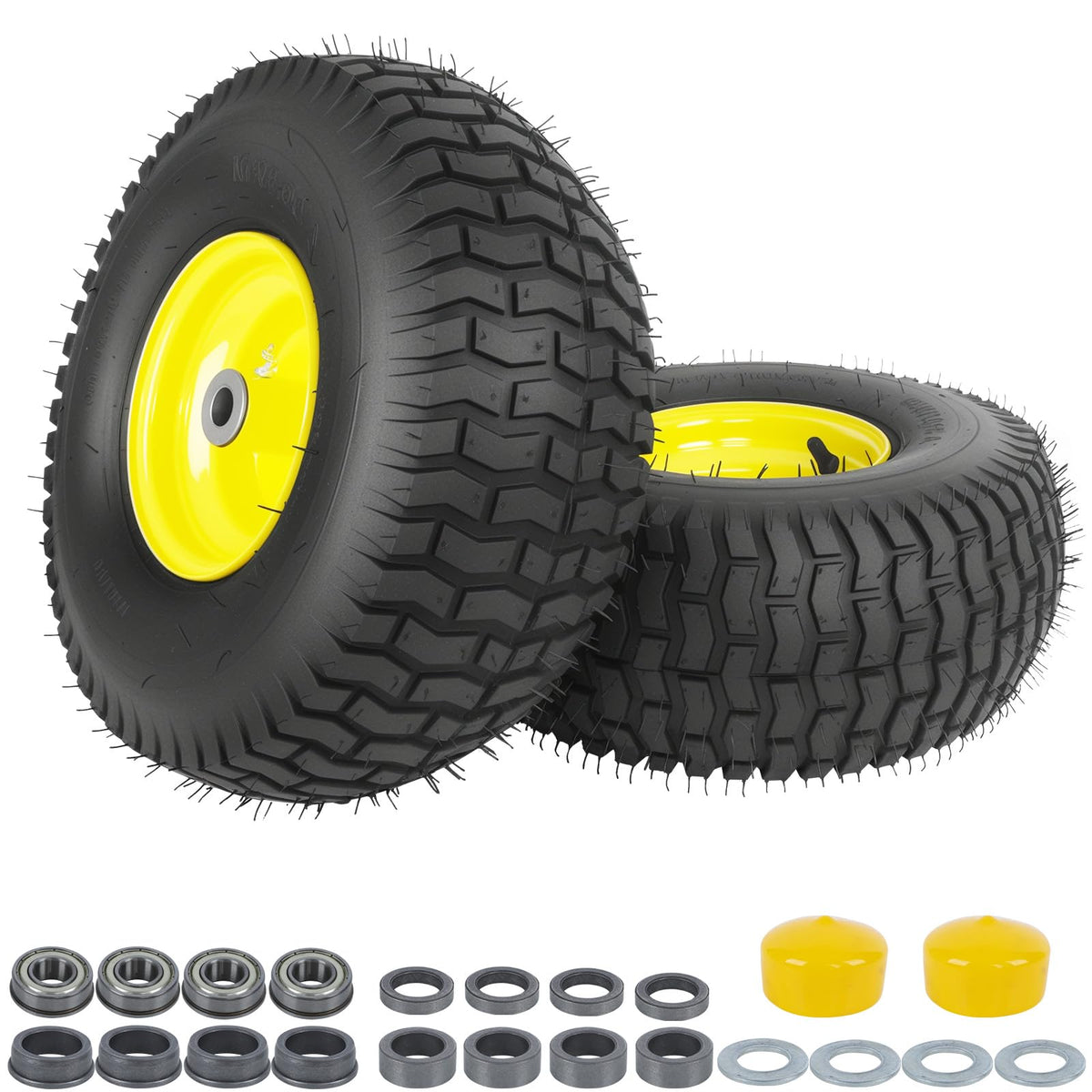 Hightall tubeless lawn mower tire close-up with puncture-resistant rubber.