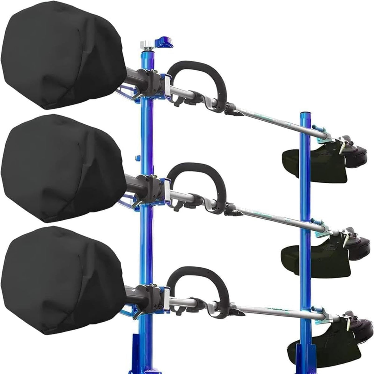 HIGHTQURO trimmer engine cover trio in black, offering heavy-duty protection for outdoor tools.