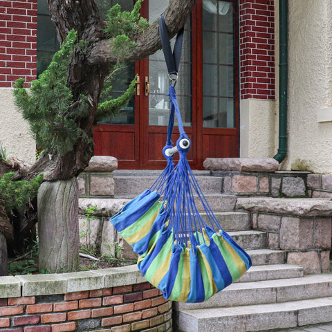 Highwild hammock chair blue striped design enhances outdoor decor and relaxation