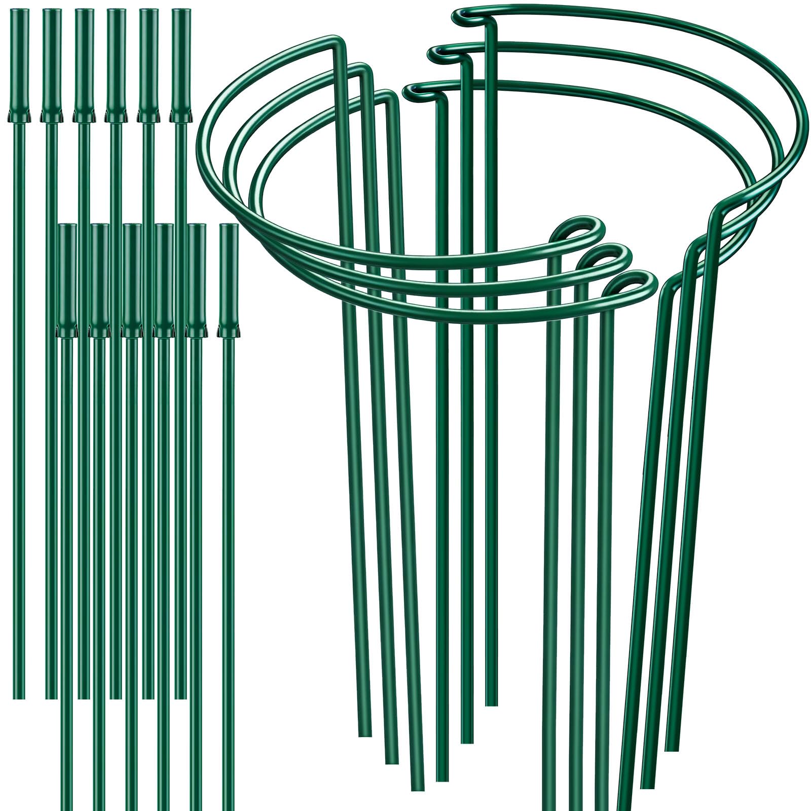HiGift 16in plant support ring showing sturdy half-round design ideal for stabilizing peony stems.