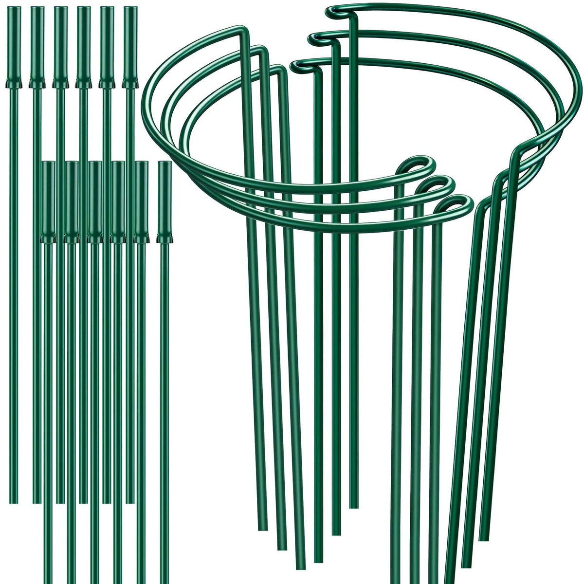 HiGift 16in plant support ring showing sturdy half-round design ideal for stabilizing peony stems.