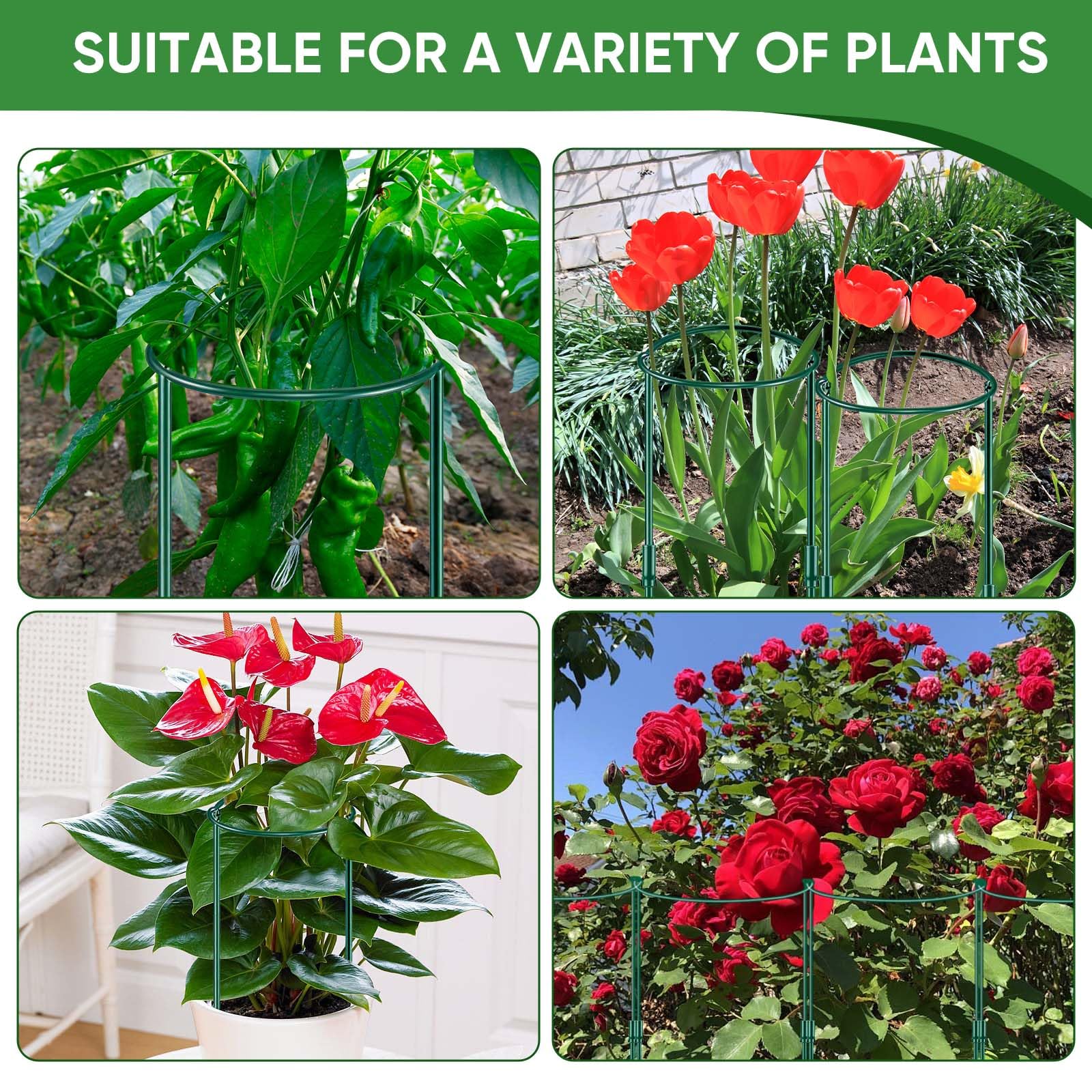 HiGift green powder-coated metal stakes resist deformation in outdoor setups.