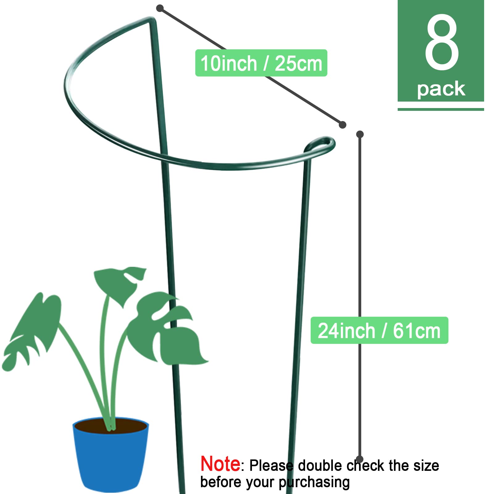 HiGift half-round design stake supports potted plants with easy two-piece pairing.