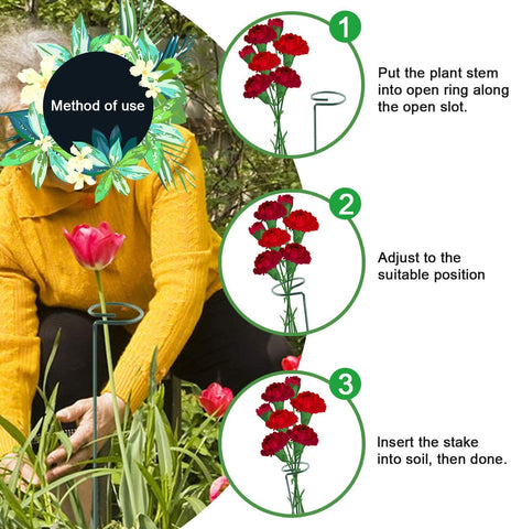 HiGift powder-coated green finish blends with plants for near-invisible support