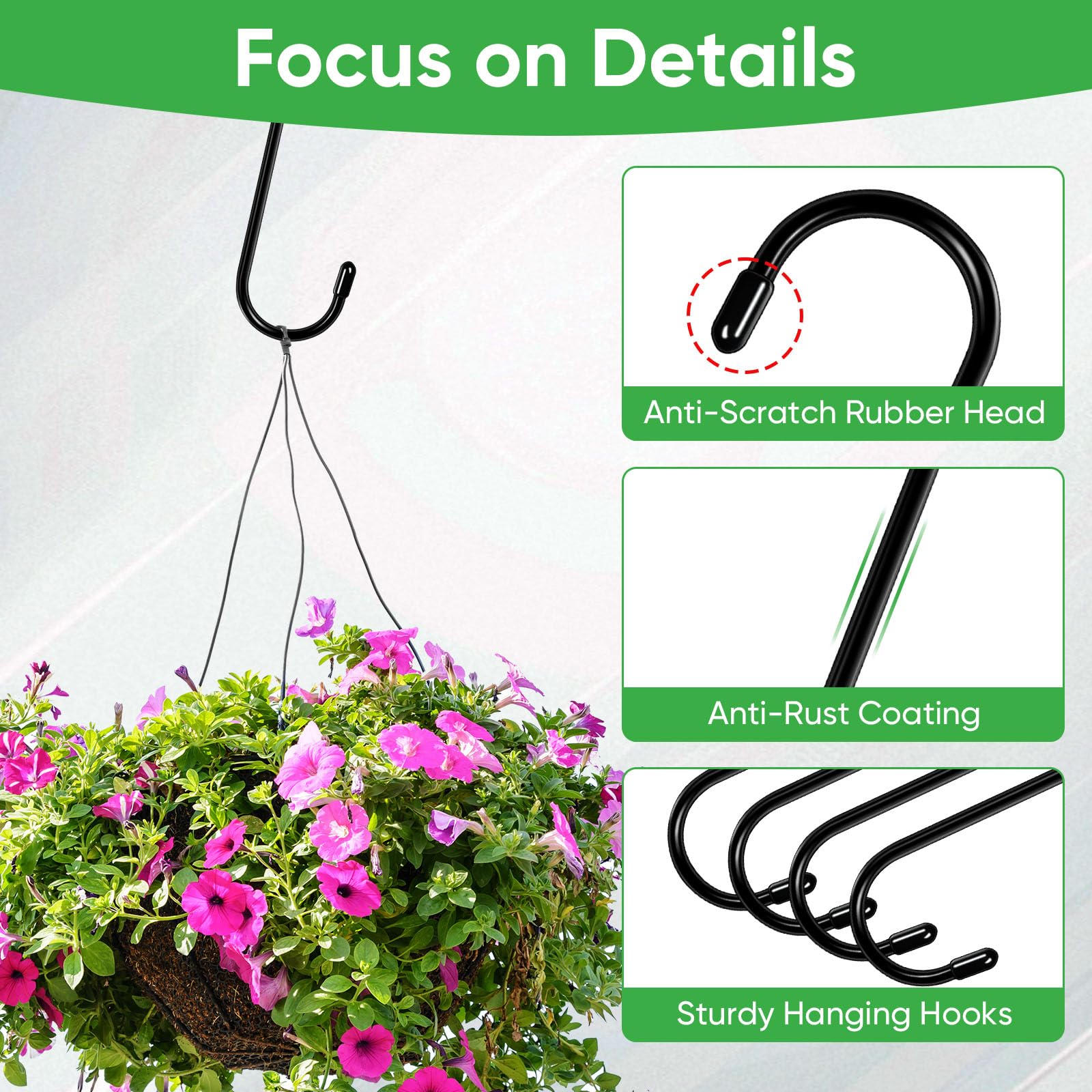 HiGift versatile S hooks for ceilings, beams, and decor.