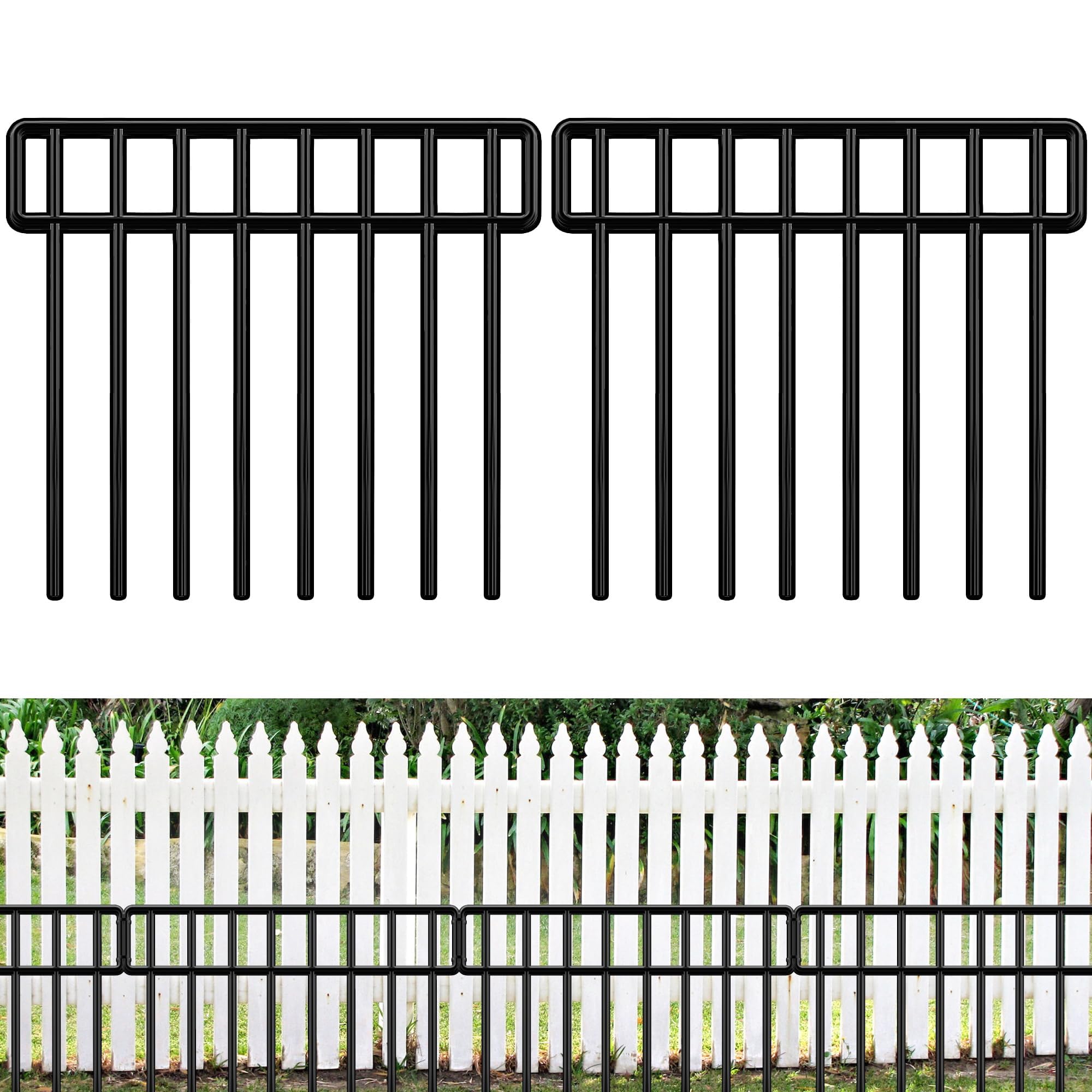 HIHADUUM 14-panel garden fence arranged for a 20-foot perimeter barrier to protect garden beds.