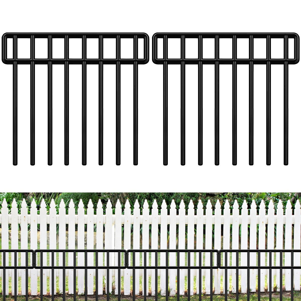 HIHADUUM 14-panel garden fence arranged for a 20-foot perimeter barrier to protect garden beds.