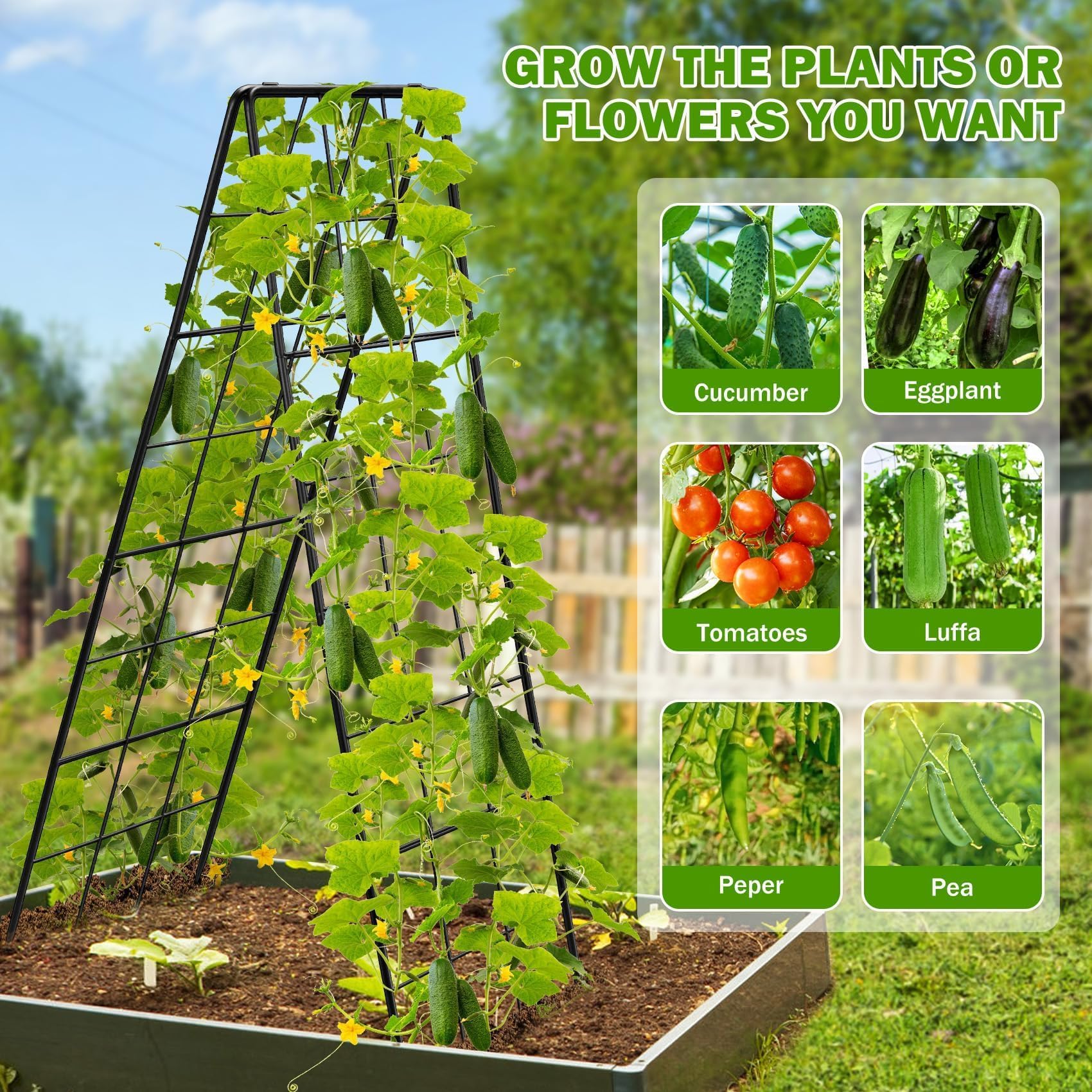 HIHADUUM durable garden trellis folds flat for easy off-season storage