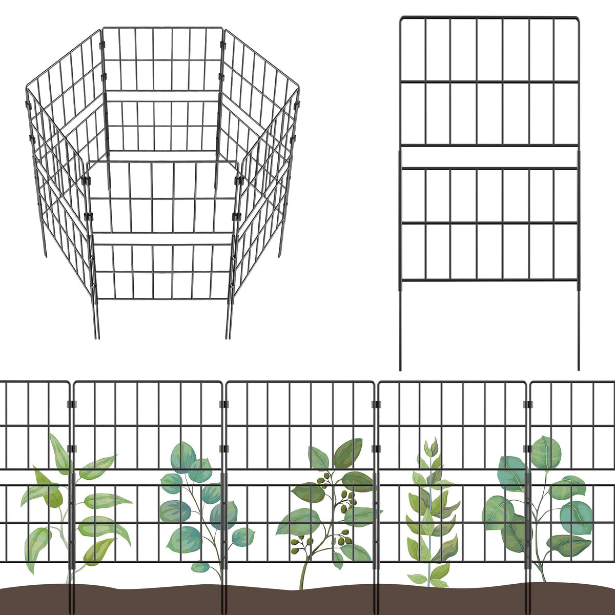 HIHADUUM garden fence panel straight section defines tidy lawn borders