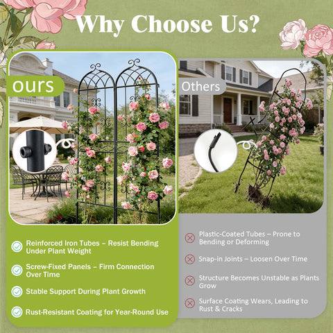 HIHADUUM trellis features rust-resistant coating for long-lasting garden use.