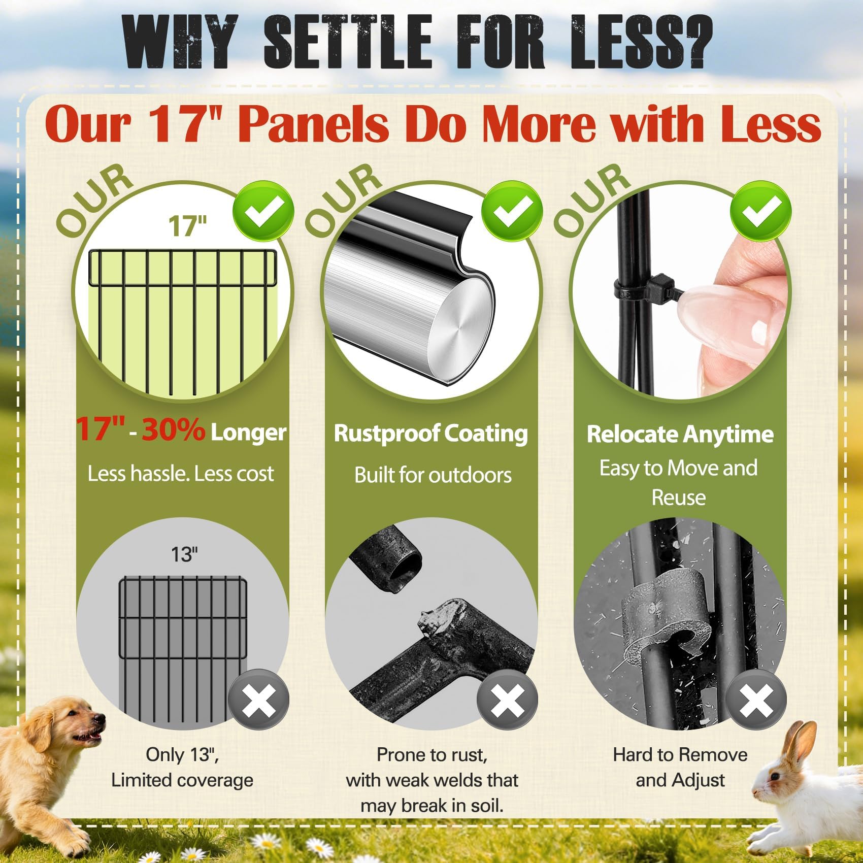 HIHADUUM rustproof metal fence with protective coating for outdoor durability.
