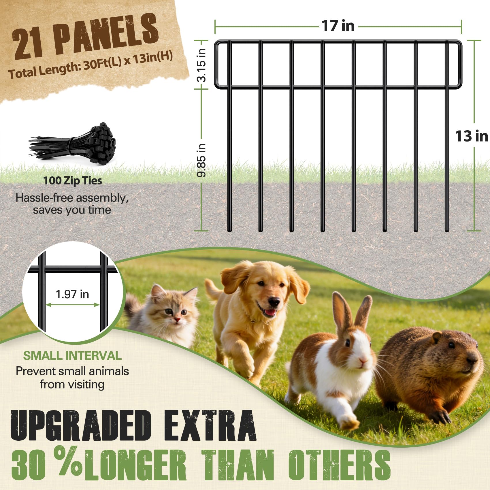 HIHADUUM rustproof metal garden fence withstands outdoor weather.