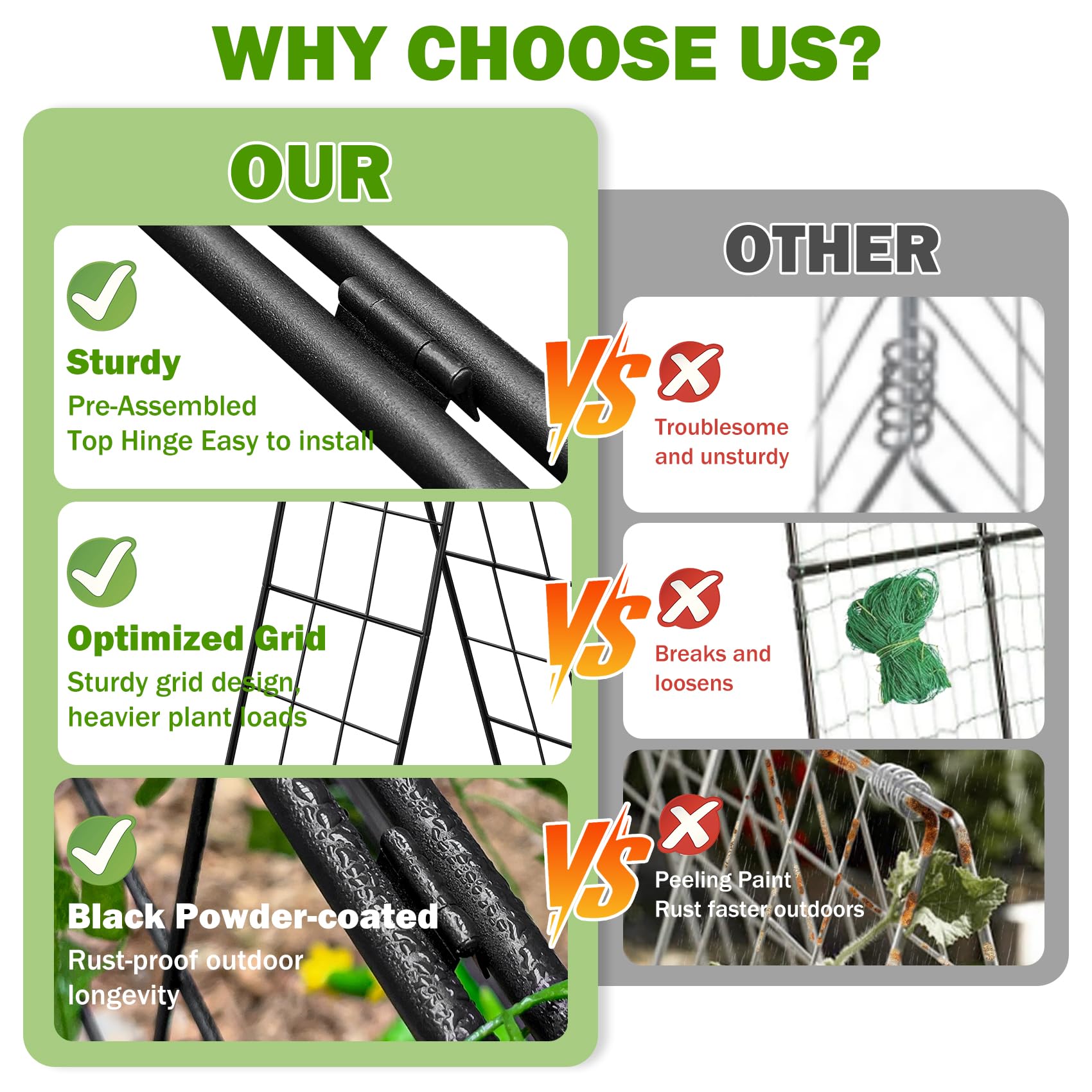 HIHADUUM vertical-growing trellis supports cucumbers and tomatoes for upright growth