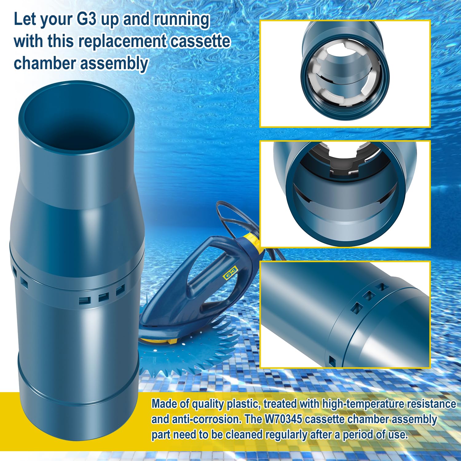 Hihitomorrow W70345 premium plastic construction for durability in pools.