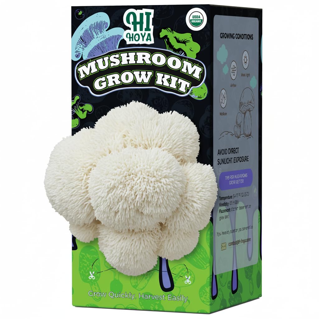 HiHOYA Lion's Mane log ready to start indoor cultivation for fresh mushrooms.