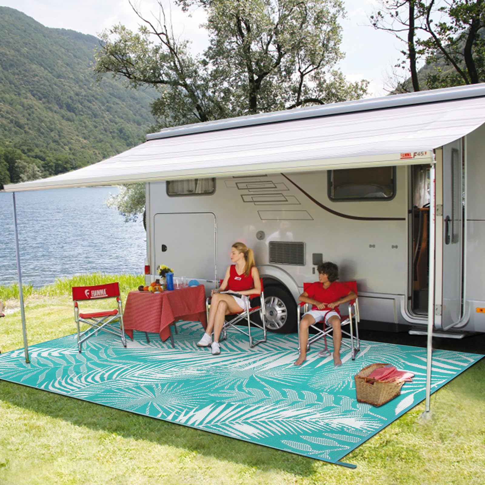 HiiARug waterproof patio mat keeps outdoor areas dry and clean after rain