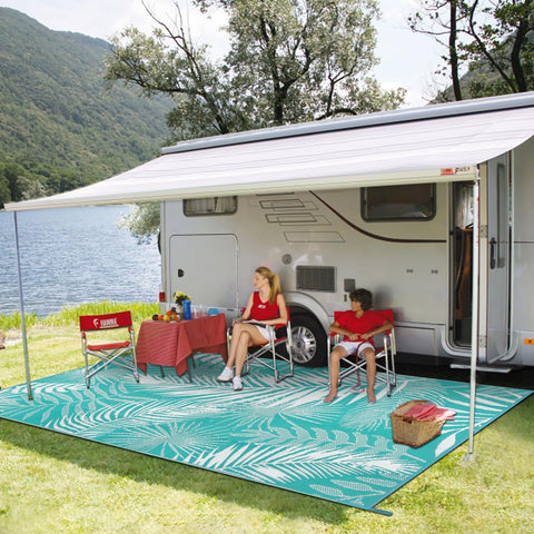 HiiARug waterproof patio mat keeps outdoor areas dry and clean after rain