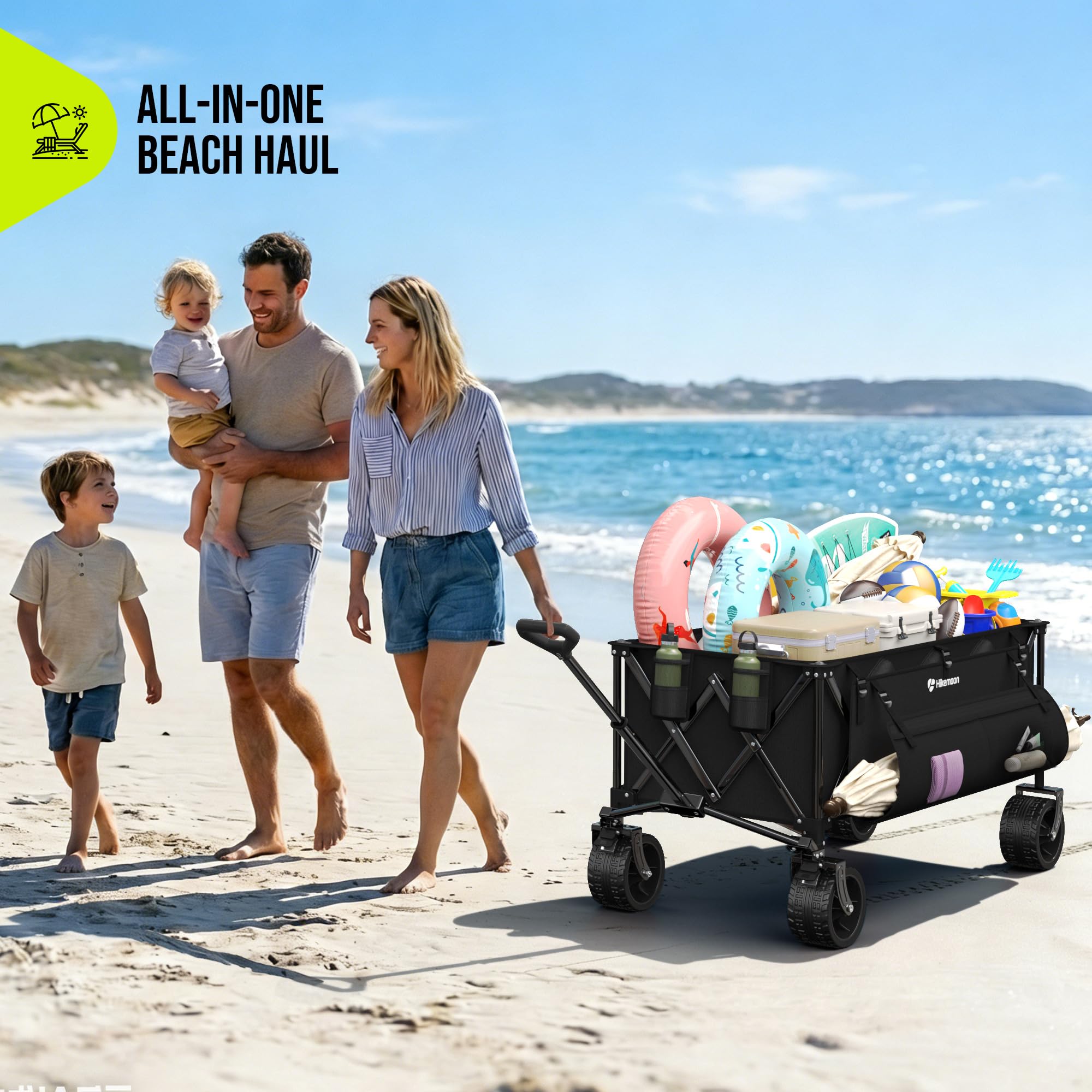Hikemoon wagon ready for beach trips, groceries, and garden tasks.