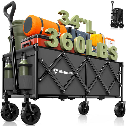 Hikemoon wagon frame showing spacious interior for long gear and tents.