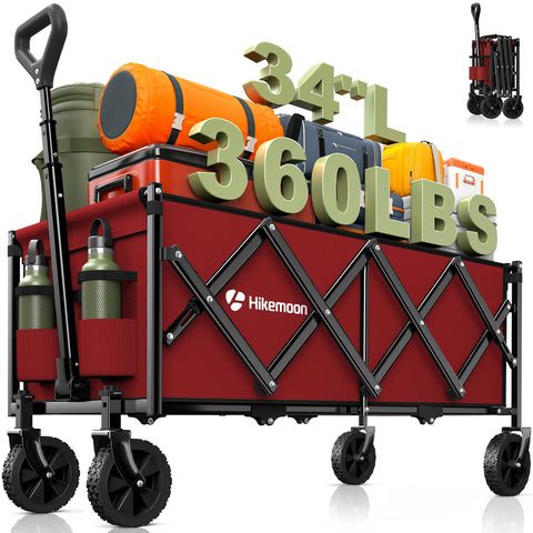 HIKEMOON 34'' extra-long wagon open side view with spacious interior for long items
