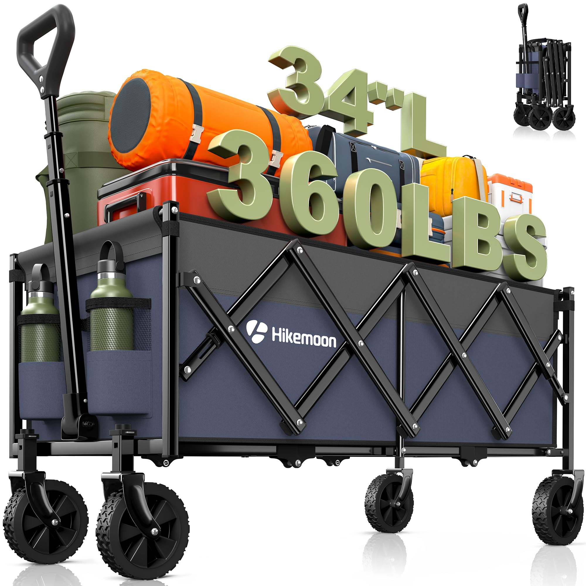 Hikemoon 34'' wagon interior offers extra space for long items.