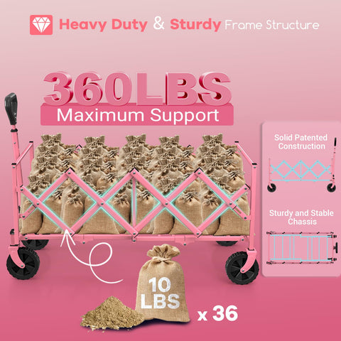 360-degree rotating wheels enable smooth maneuvering on varied terrain.
