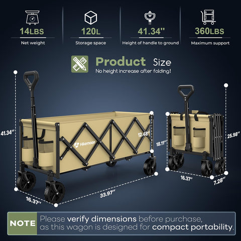 Hikemoon wagon frame demonstrates durable construction supporting 360 lbs