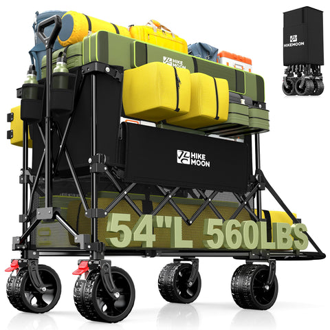 Hikemoon 400L double decker wagon with tailgate extended for long-item loading.