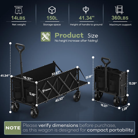 Hikemoon with adjustable handle up to 42 inches and 360° wheels.