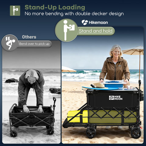 Hikemoon ergonomic handle and all-terrain wheels for easy maneuvering.