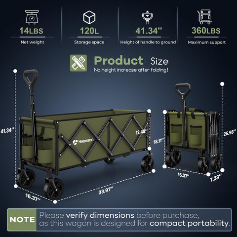 Hikemoon extended handle up to 42 inches for comfortable pulling