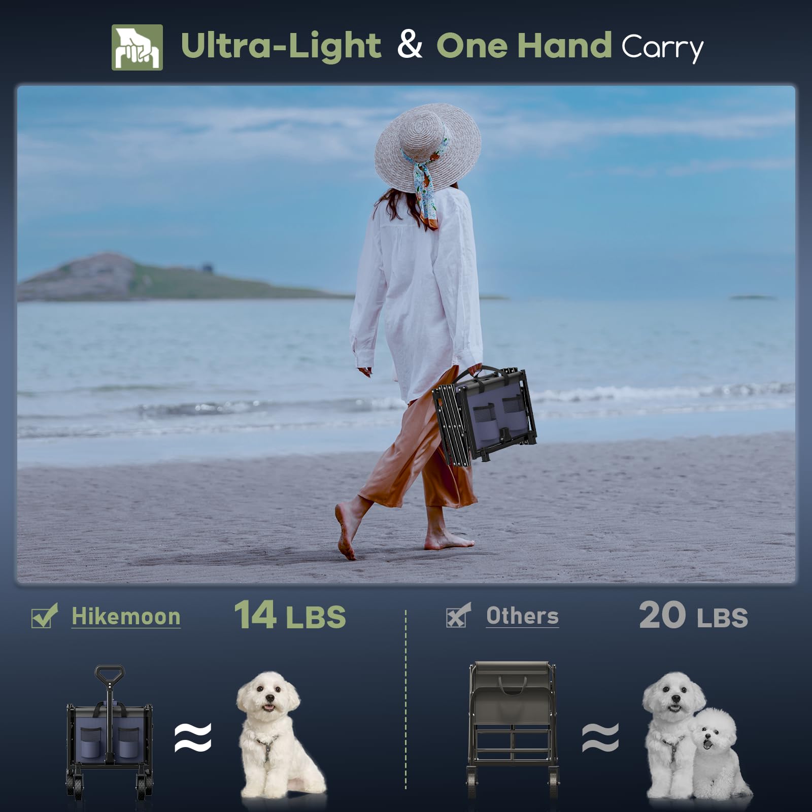 Hikemoon heavy-duty frame and fabric support up to 360 lbs.