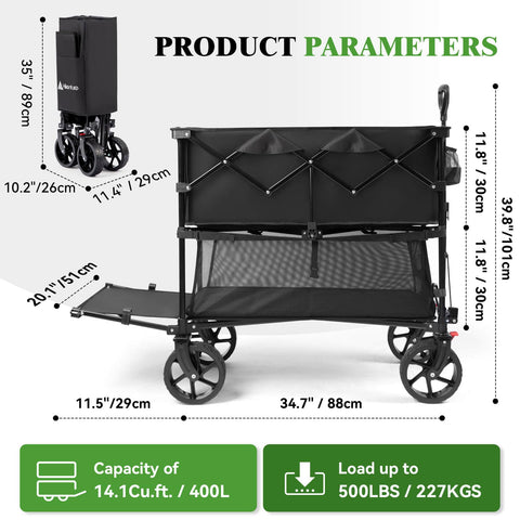 Hikenture collapsible outdoor cart folds compactly for easy transport
