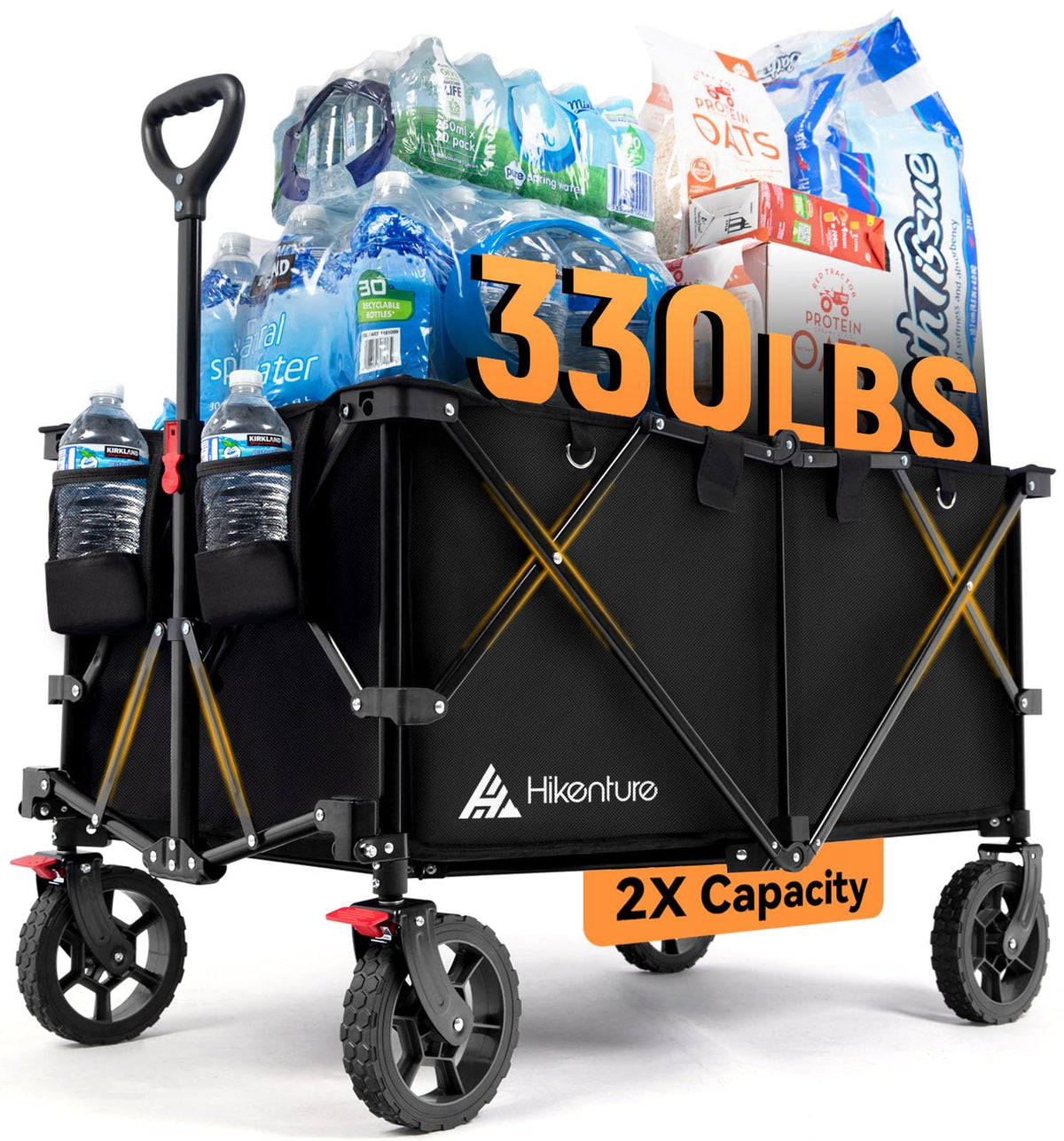 Hikenture collapsible wagon with 330 lbs capacity for heavy outdoor loads.