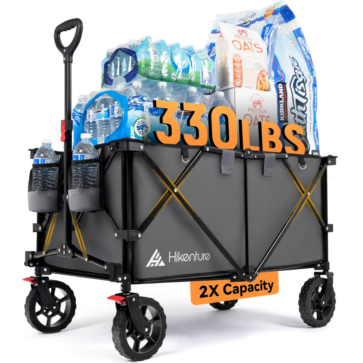 Hikenture collapsible wagon with 330 lbs capacity for groceries and gear.