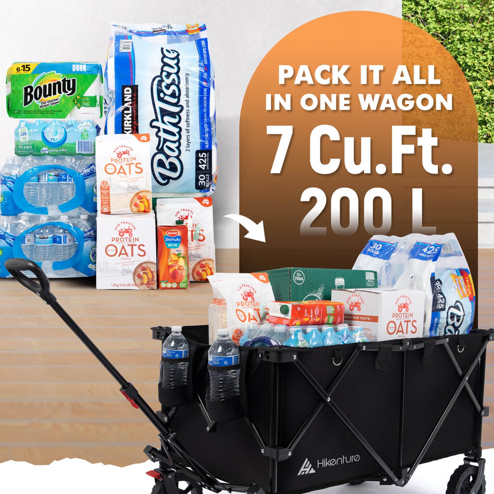 Hikenture collapsible wagon folds compactly for easy trunk storage.