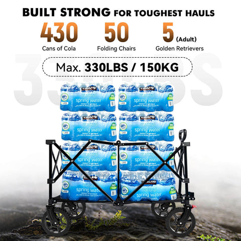 Hikenture steel-frame wagon delivers durable transport of bulky items.