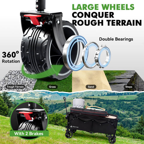Hikenture wagon front-wheel brakes improve control on slopes