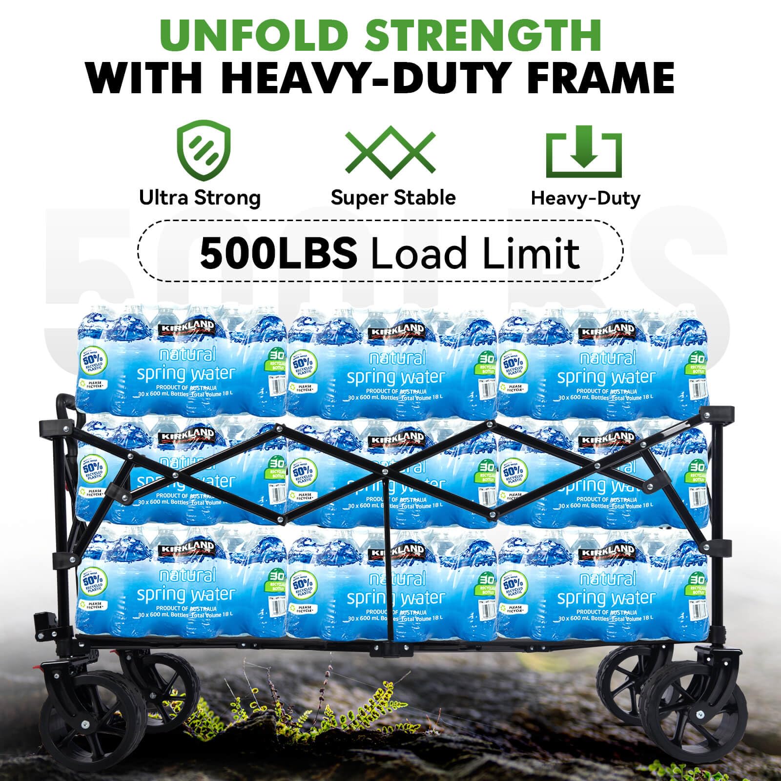 Hikenture wagon reinforced steel frame supports up to 500 lbs