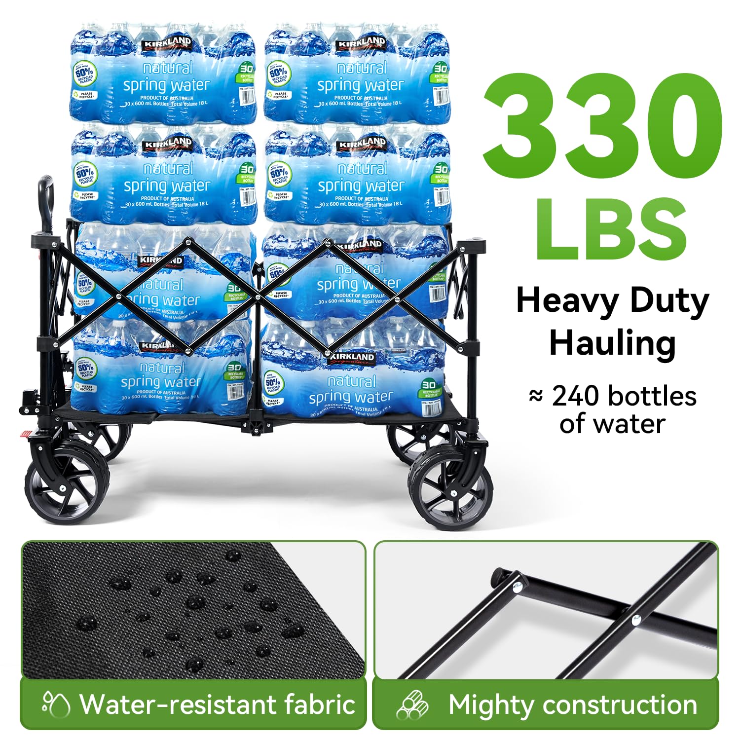 Hikenture foldable wagon folds to 13x8x24 inches for easy trunk storage.