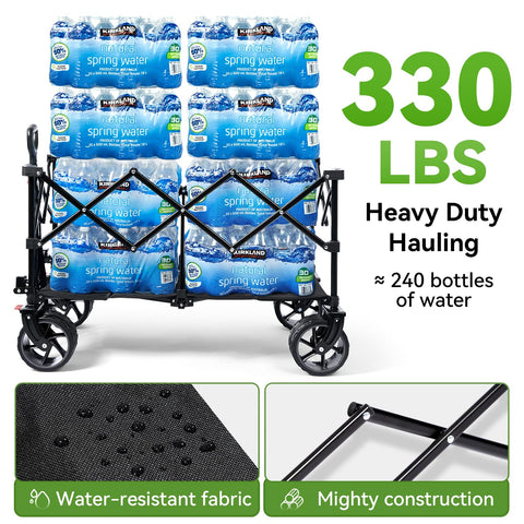 Hikenture foldable wagon folds to 13x8x24 inches for easy trunk storage.
