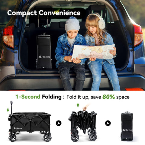 Hikventure heavy-duty frame supports up to 330 lbs for easy hauling.