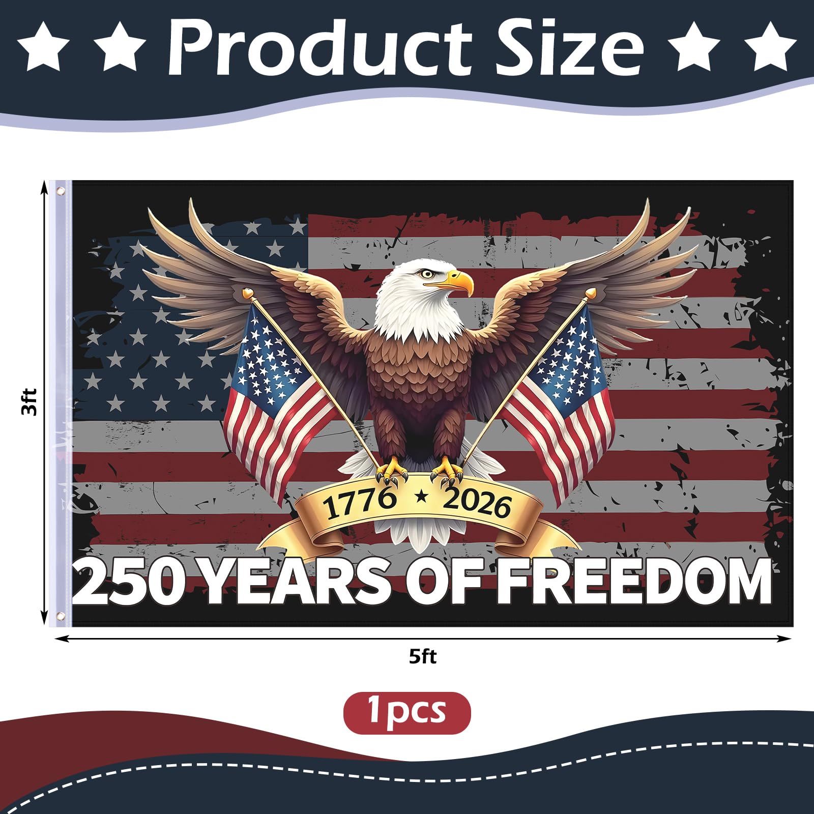 Hillsuren patriotic garden flag 3x5ft suitable for front yard and porch decor.