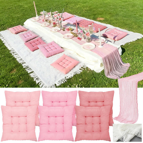 Hillsuren extra-large pink picnic blanket laid out for outdoor gatherings.