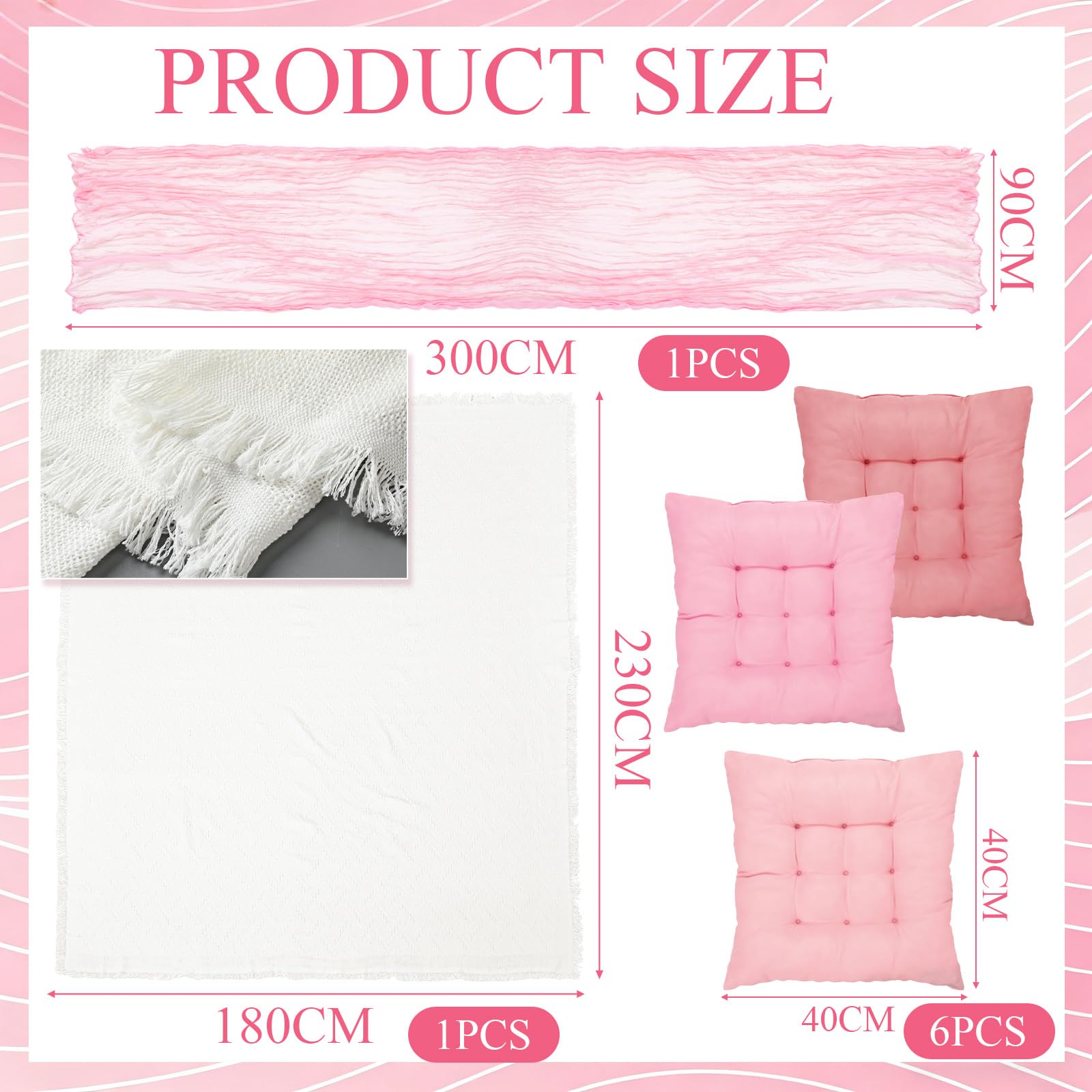 Hillsuren pink table runner draped over an outdoor table.